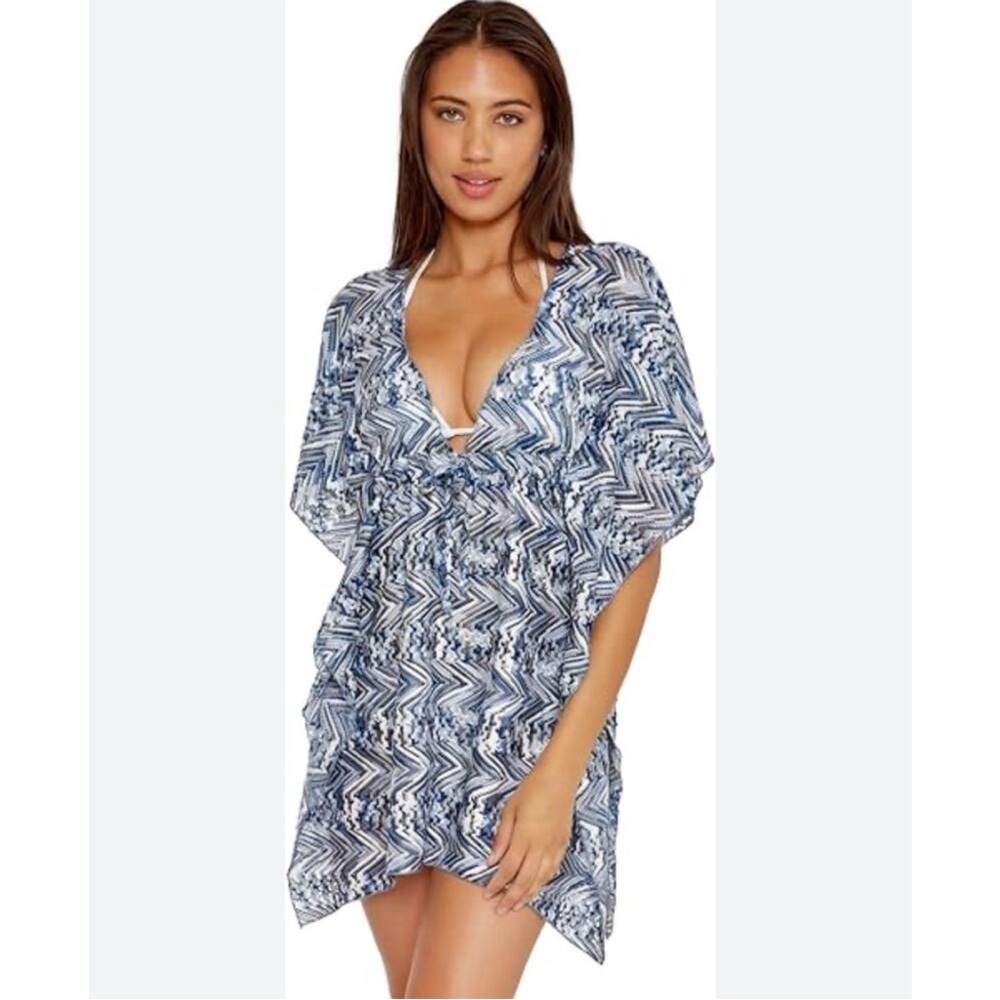 BECCA by Rebecca Virtue Sea Level Crochet Tunic Cover-Up in Deep Water Blue
M/L